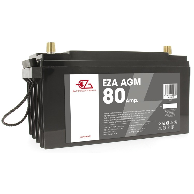 1 - Bateria EZA 80 Ah AGM para autocaravanas e serviços fotovoltaicos